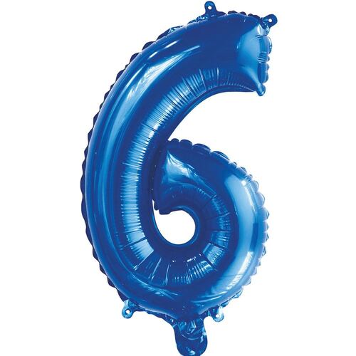 35cm Royal Blue 6 Number Foil Balloon 