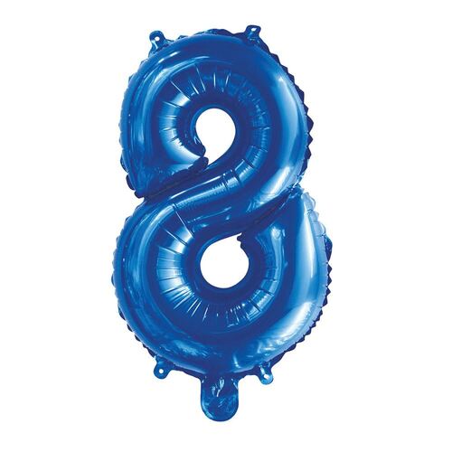 35cm Royal Blue 8 Number Foil Balloon 