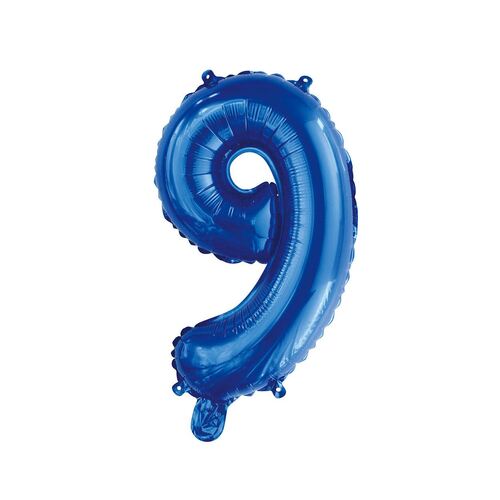 35cm Royal Blue 9 Number Foil Balloon 