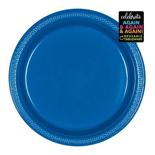 Premium Plastic Plates Bright Royal Blue 17cm 20 Pack 