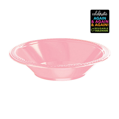 Premium Plastic Bowls New Pink 355ml 20 Pack