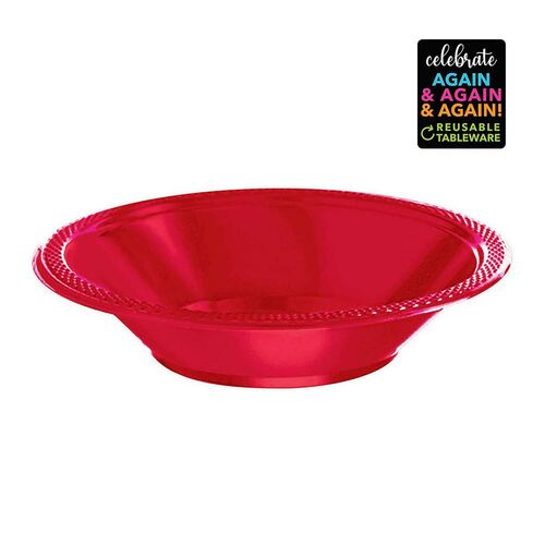 Premium Plastic Bowls Apple Red 355ml 20 Pack