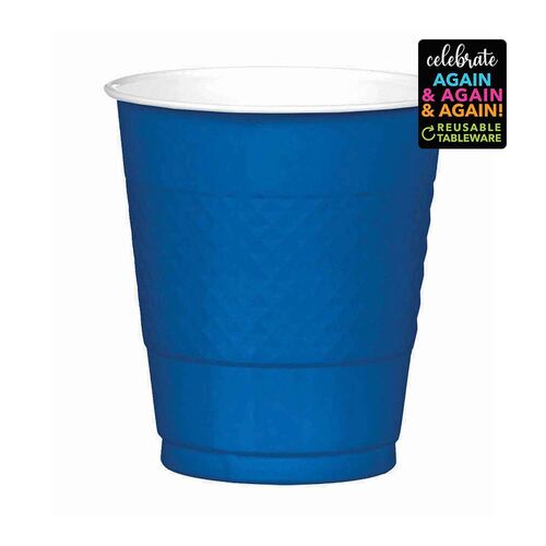 Premium Plastic Cups Bright Royal Blue 355ml 20 Pack 