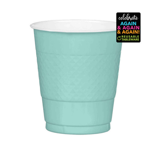 Premium Plastic Cups Robin's Egg Blue 355ml 20 Pack