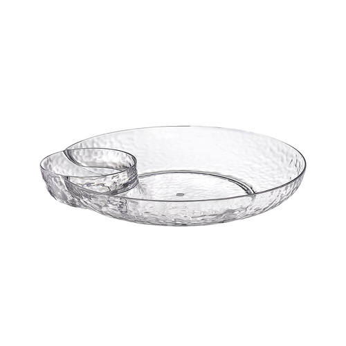 Premium Chip & Dip Tray Clear Hammered Look