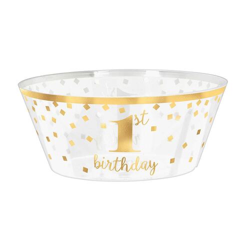 1st Birthday Hot-Stamped Large Plastic Serving Bowl