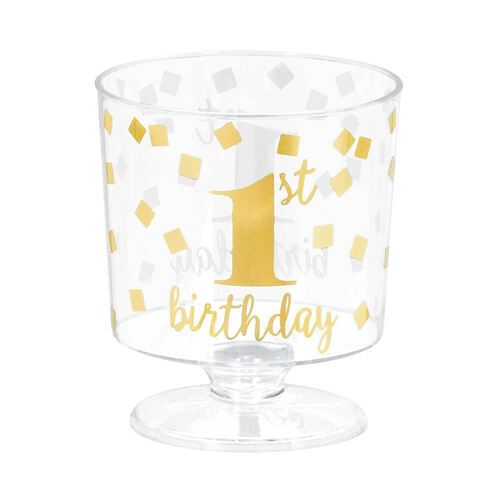 1st Birthday Hot-Stamped Tiny Pedestal Clear Cup 30 Pack