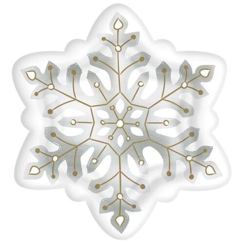 Snowflake Shaped Foil Dinner Plates 8 Pack