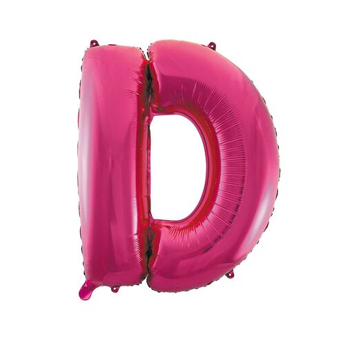 Hot Pink D Letter Foil Balloon 86cm 