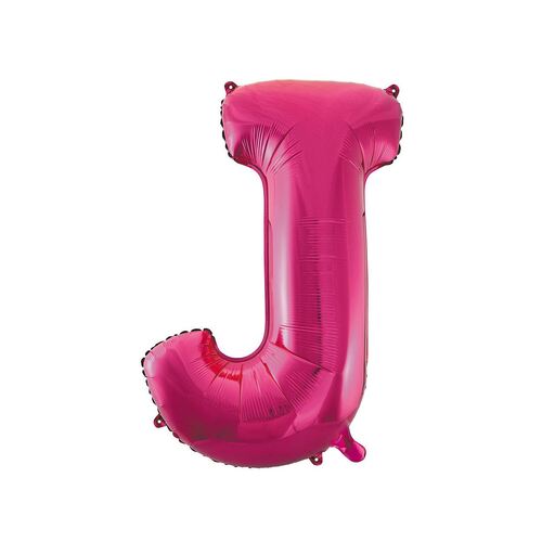 Hot Pink J Letter Foil Balloon 86cm 