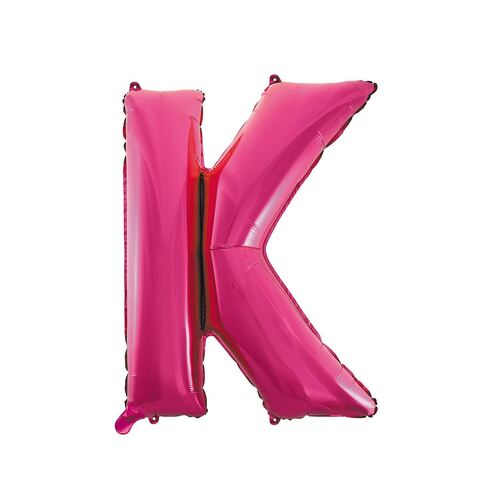 Hot Pink K Letter Foil Balloon 86cm 