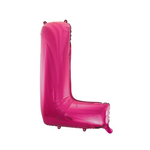 Hot Pink L Letter Foil Balloon 86cm 