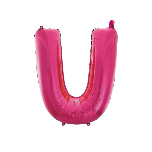 Hot Pink U Letter Foil Balloon 86cm 