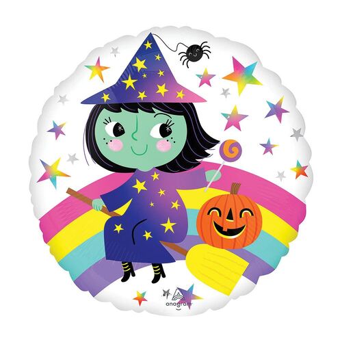 45cm Standard Rainbow Witch Foil Balloon