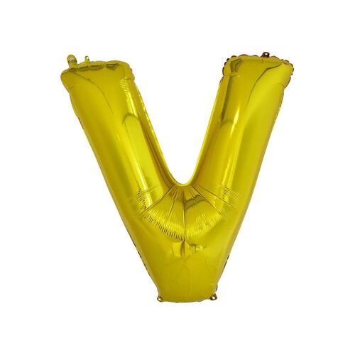 Gold V Letter Foil Balloon 86cm 