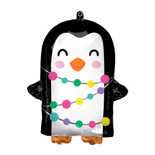 Standard Shape XL Bright Holiday Penguin Foil Balloon