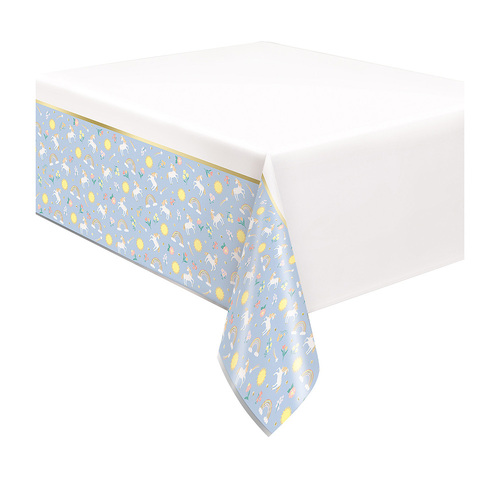 Dainty Unicorn Printed Foil Tablecover - Compact Packaging 137cm X 213cm