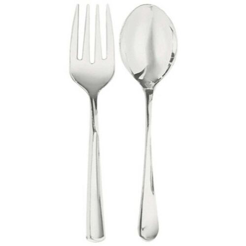 Silver Premium Serving Spoons & Forks Set 