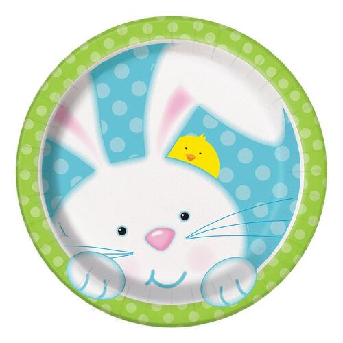 Spring Easter Bunny Paper Plates 18cm 8 Pack