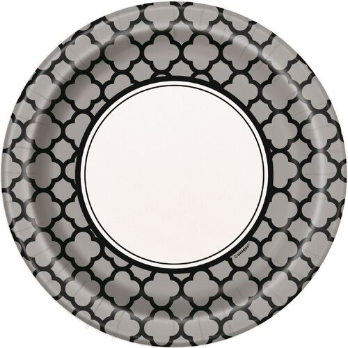 Quatrefoil Graduation Paper Plates 18cm 8 Pack