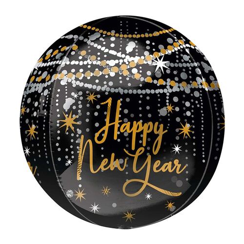 Orbz XL Happy New Year Midnight Hour Foil Balloons