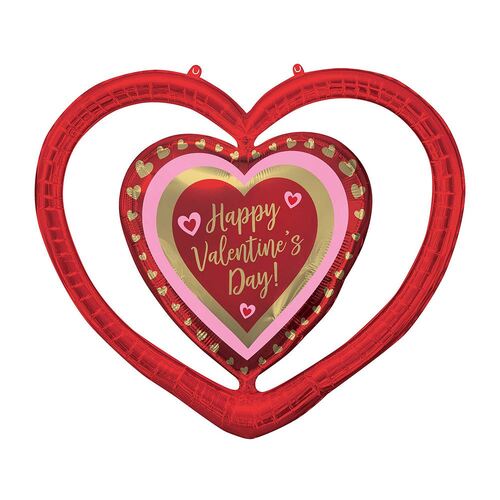 SuperShape Happy Valentine's Day Golden Hearts Open Design Foil Balloon