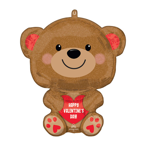Standard Shape Happy Valentine's Day Cuddly Bear Foil Balloon