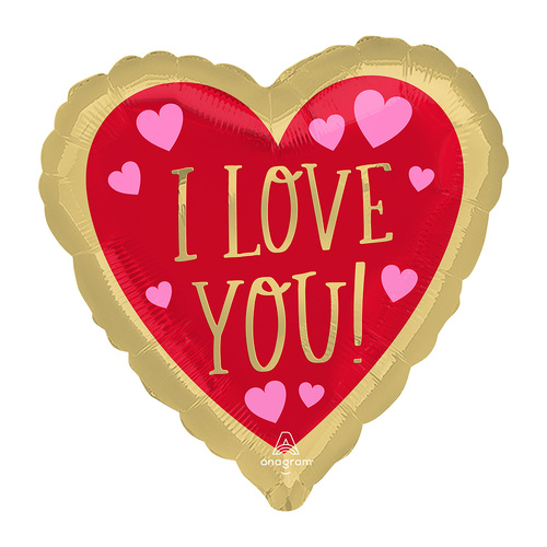 45cm Standard HX I Love You Red & Gold Foil Balloon