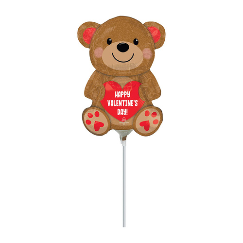 Mini Shape Happy Valentine's Day Cuddly Bear Foil Balloon