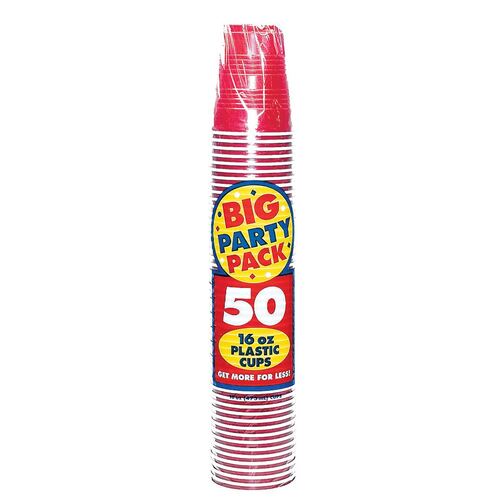 Big Party Pack Plastic Cups Apple Red 50 Pack