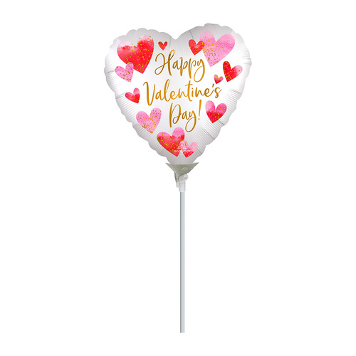 10cm Happy Valentine's Day Satin Watercolour Foil Balloon