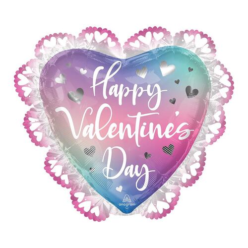 SuperShape Intricates Happy Valentine's Day Filtered Ombre Foil Balloon