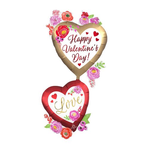 Giant Multi-Balloon Happy Valentine's Day Satin Watercolour Floral Foil Balloon