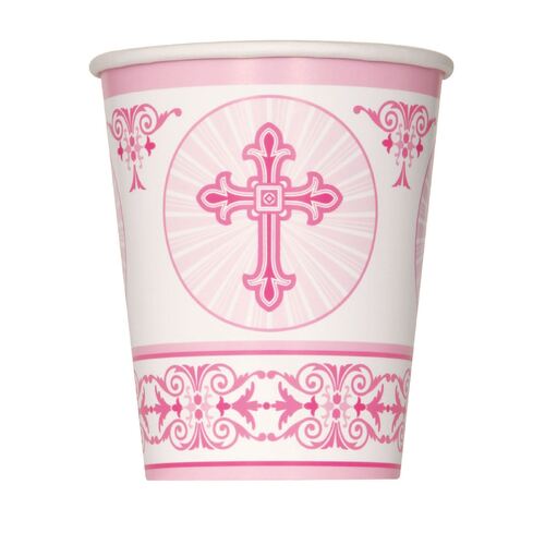 Radiant Cross Pink Paper Cups 8 Pack 270ml