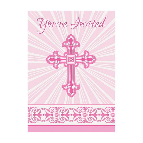 Rad Cross Pink Invitations 8 Pack