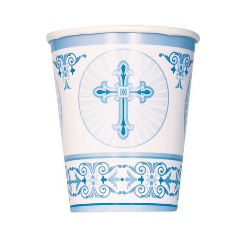 Radiant Cross Blue Paper Cups 8 Pack 270ml
