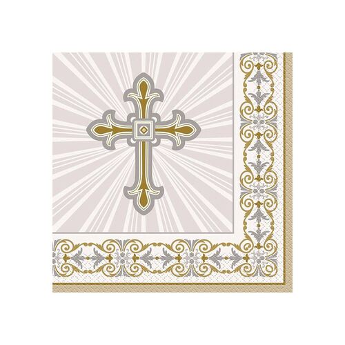 Rad Cross Gold & Silver Luncheon Napkins 2ply 16 Pack