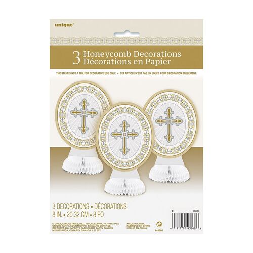 Radiant Cross Gold & Silver Honeycomb Decorations 3 Pack