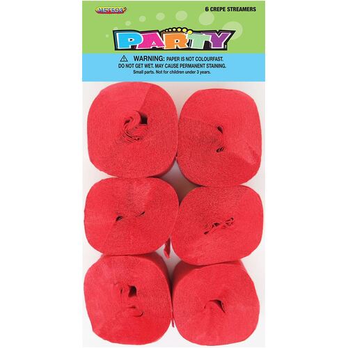 Crepe streamers Ruby Red 6 Pack