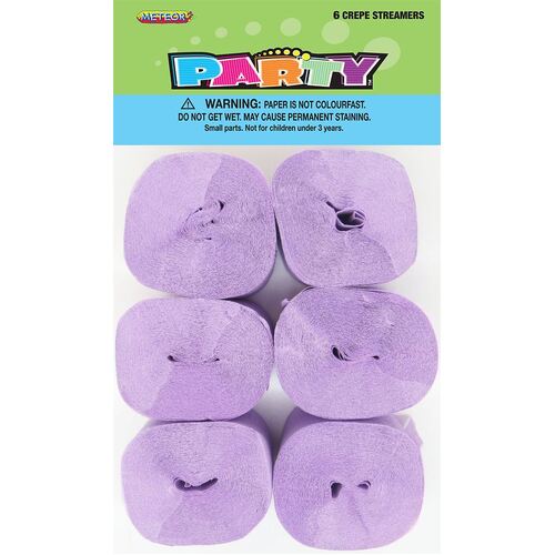 Crepe streamers Lavender 6 Pack