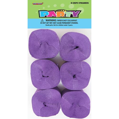 Crepe Streamers Pretty Purple 6 Pack
