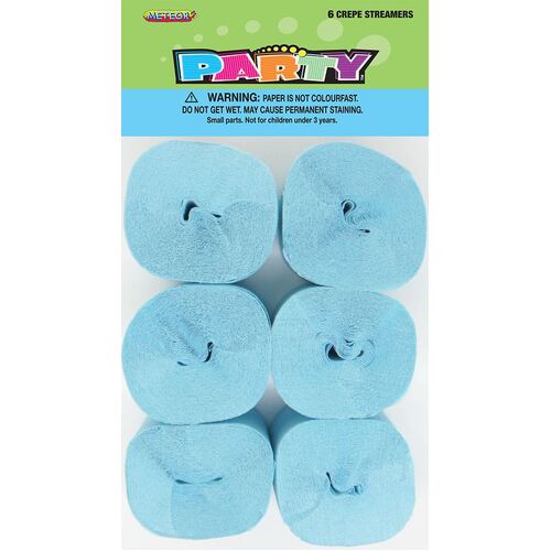 Crepe streamers Powder Blue 6 Pack