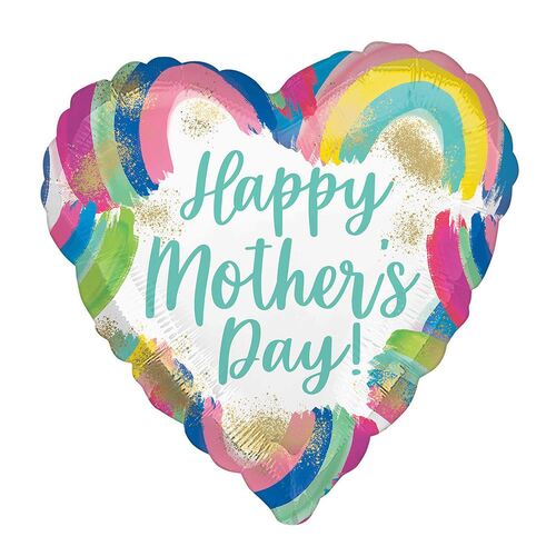 45cm Standard HX Happy Mother's Day Painted Rainbows Foil Balloon