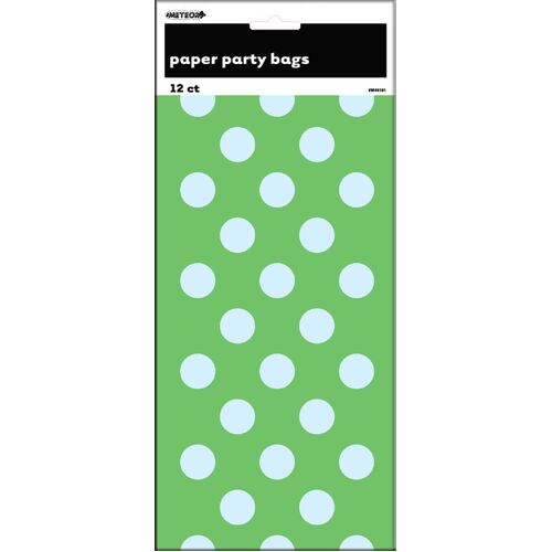 Dots Paper Bags Lime Green 2 Pack