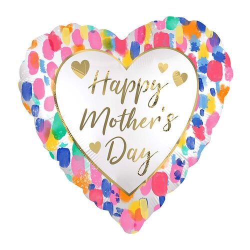 45cm Standard XL Happy Mother's Day Colourful Watercolour Satin Foil Balloon