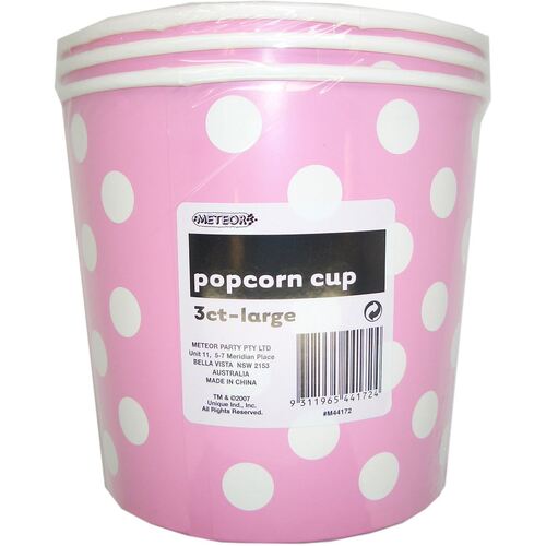 Dots Cups Lovely Pink Large Paper Popcorn Cups 3 Pack