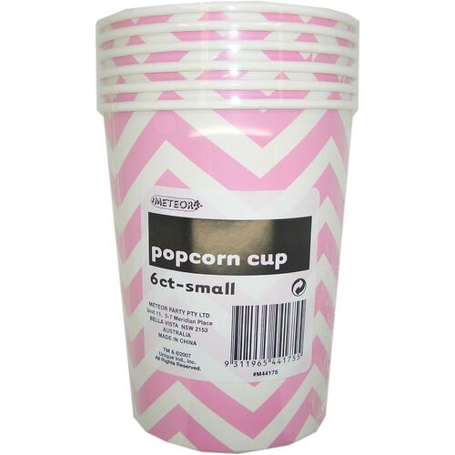 Chevron s Lovely Pink Small Paper Popcorn Cups 6 Pack 
