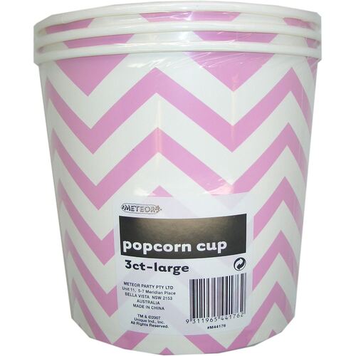 Chevron Cups Lovely Pink Large Paper Popcorn Cups 3 Pack