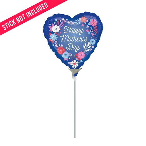 10cm Happy Mother's Day Blue Artful Florals Foil Balloon