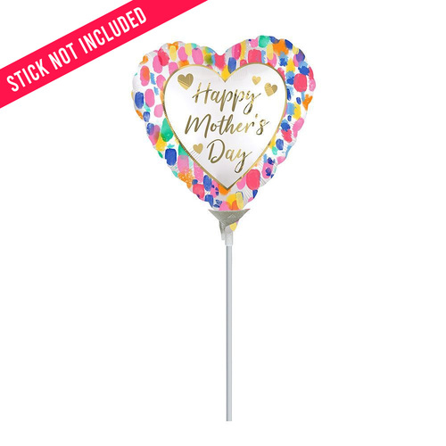 10cm Happy Mother's Day Colourful Watercolour Satin Foil Balloon